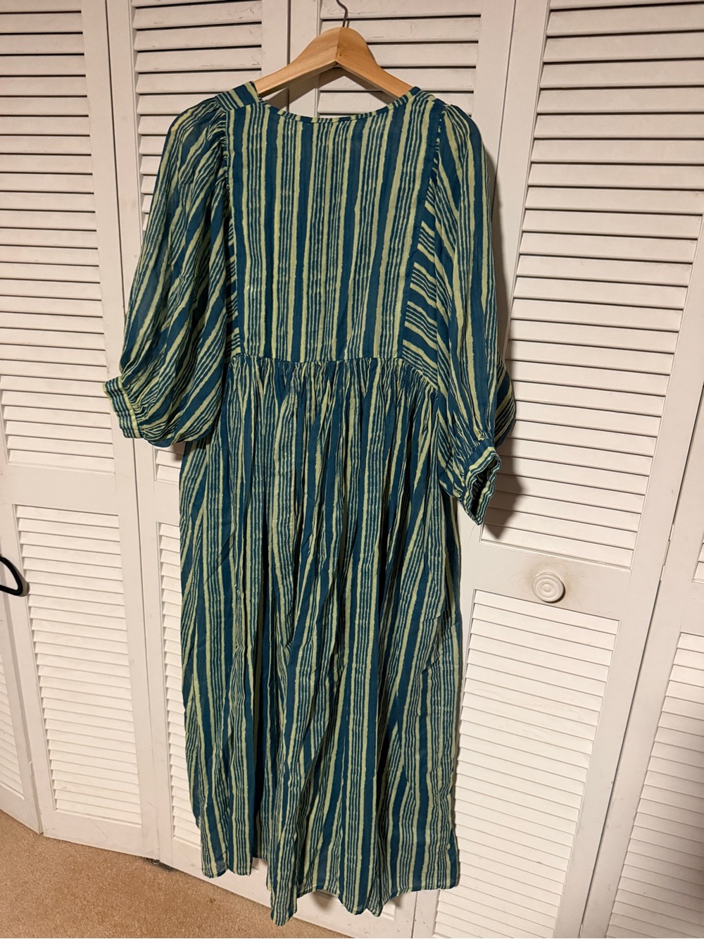 Striped Teal and Lime Midi Dress